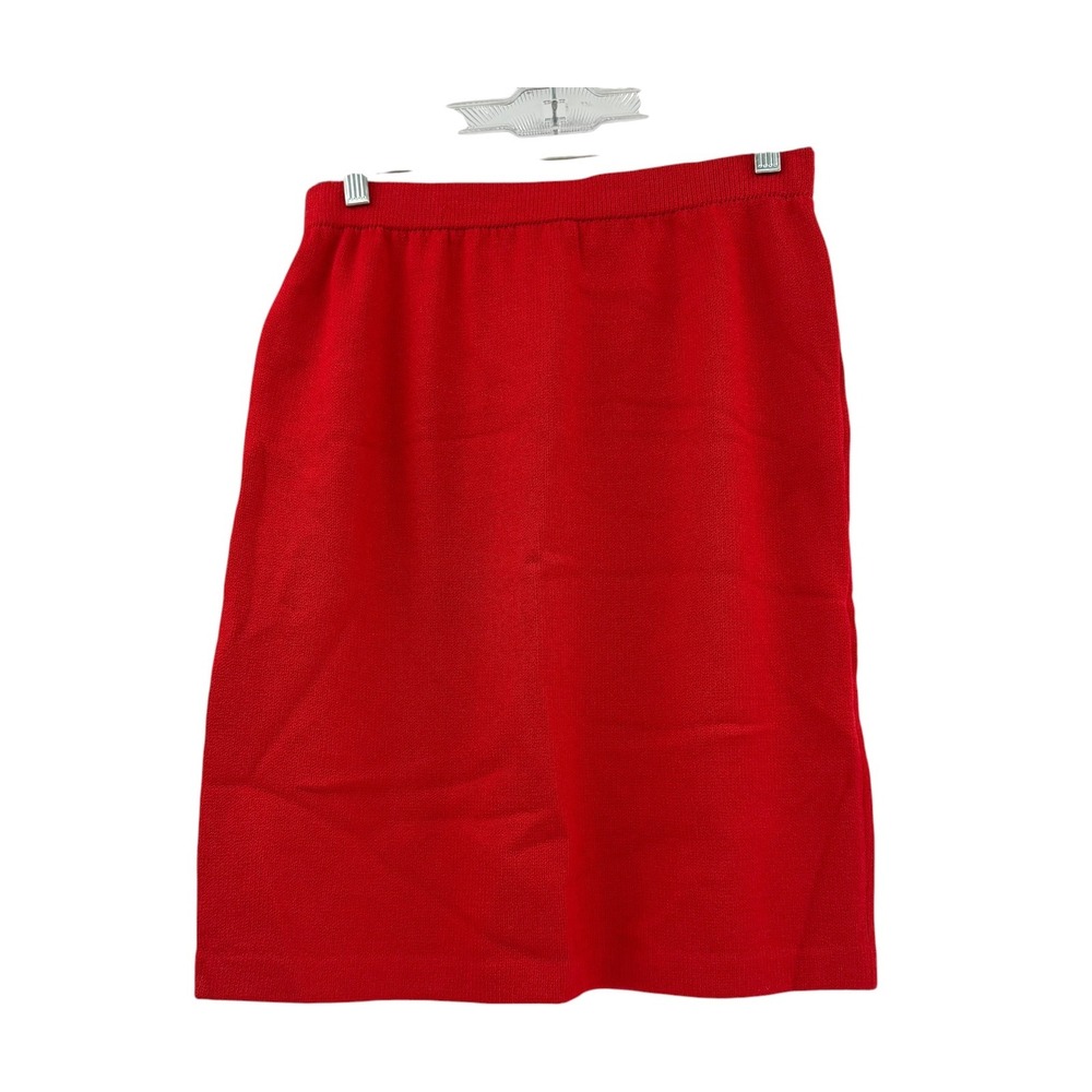 St John Collection Red Santana Knit Pencil Skirt Marie Gray Vintage Womens 6